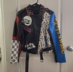 Roberta Bridal Black and Red Studded Leather Jacket